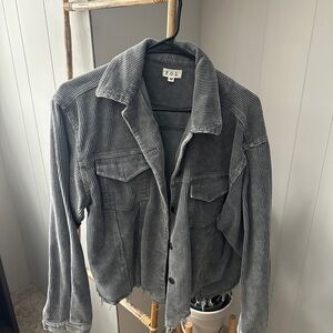 POL vintage corduroy jacket in grey with a raw edge detail